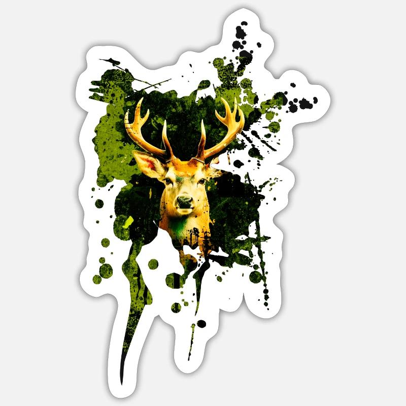 Hirsch Spritzer 1 - Sticker Größe S (10 x 10 cm) - Mattweiß