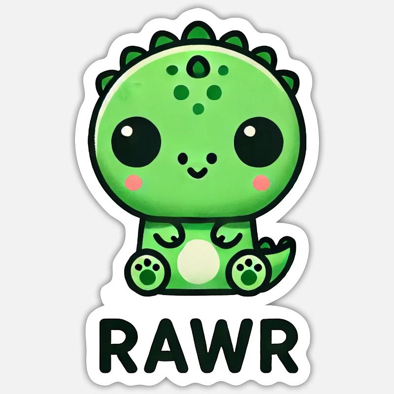 Süßer Dino T-Rex Chibi Rawr Sticker Größe S (10 x 10 cm)