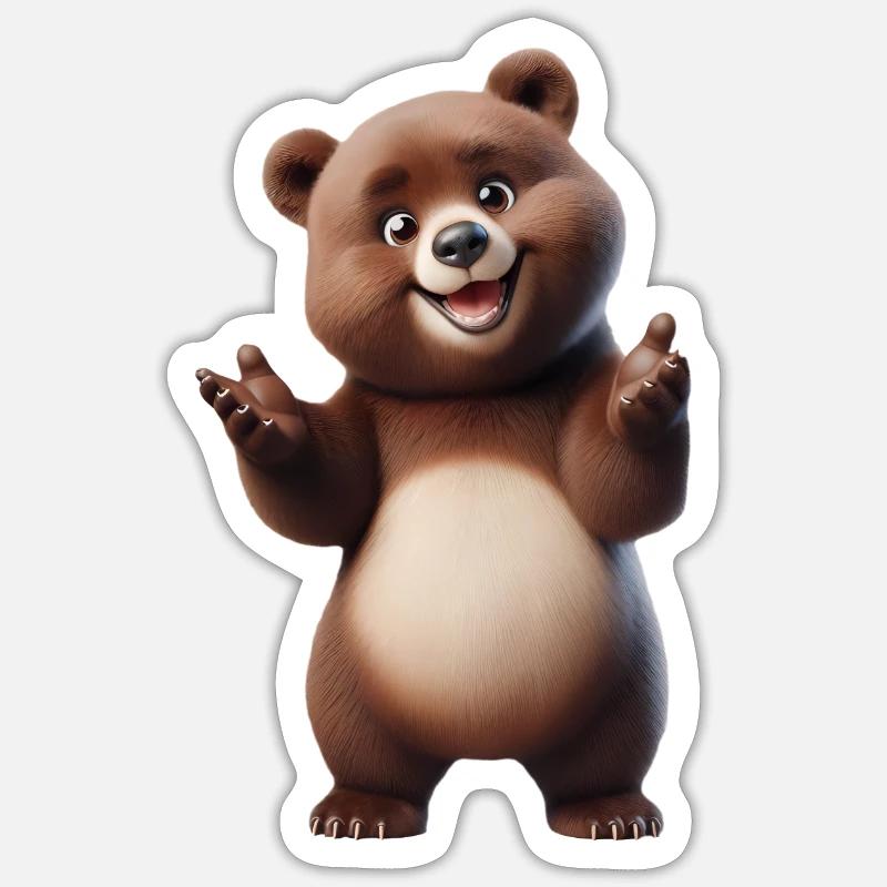 Ours 3 - Sticker taille S (10 x 10 cm) - blanc mat