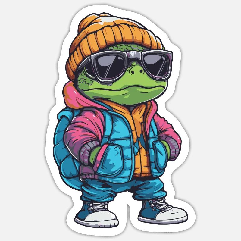 Turtle Winter Comic - Sticker size S (10 x 10 cm) - white matte