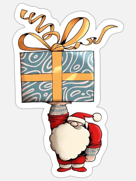 Zäher Weihnachtsmann - Sticker Größe S (10 x 10 cm) - Mattweiß