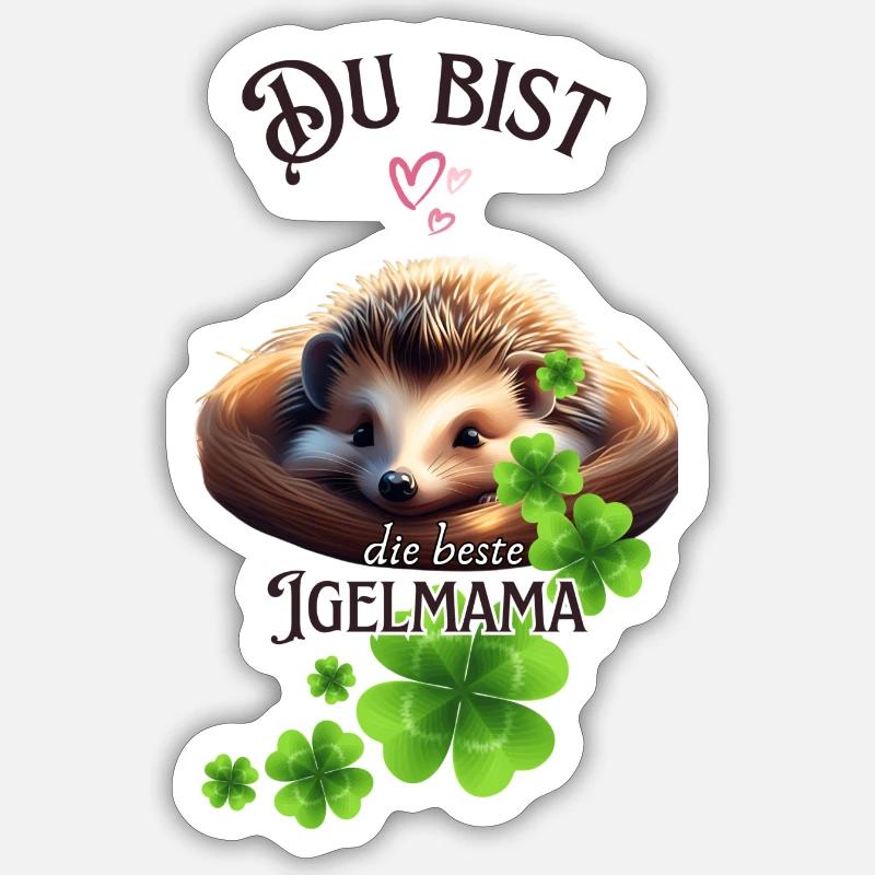 Maman hérisson , Meilleure maman hérisson , Chemise hérisson - Sticker taille S (10 x 10 cm) - blanc mat