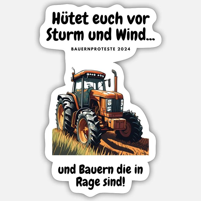 Bauernproteste - Bauerndemo 2024 Shirt&Jacken - Sticker Größe S (10 x 10 cm) - Mattweiß