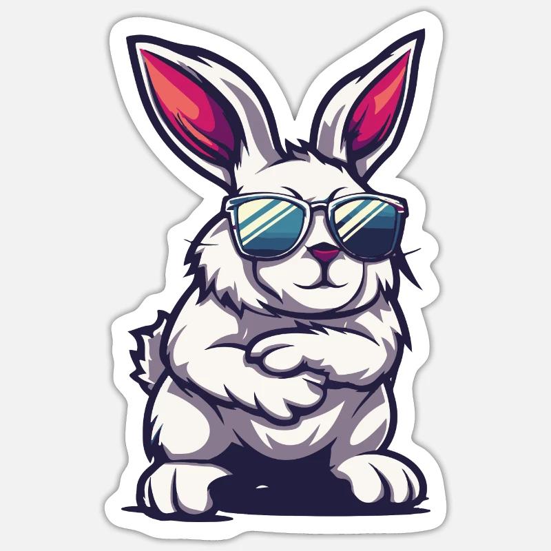 Hase Comic Cool - Sticker Größe S (10 x 10 cm) - Mattweiß