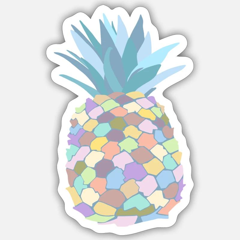 Pastellfarbene Ananas - Sticker Größe S (10 x 10 cm) - Mattweiß