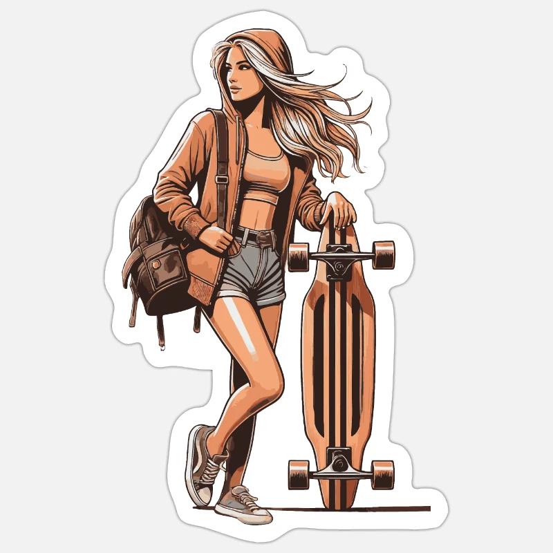 Longboard - Sticker size S (10 x 10 cm) - white matte