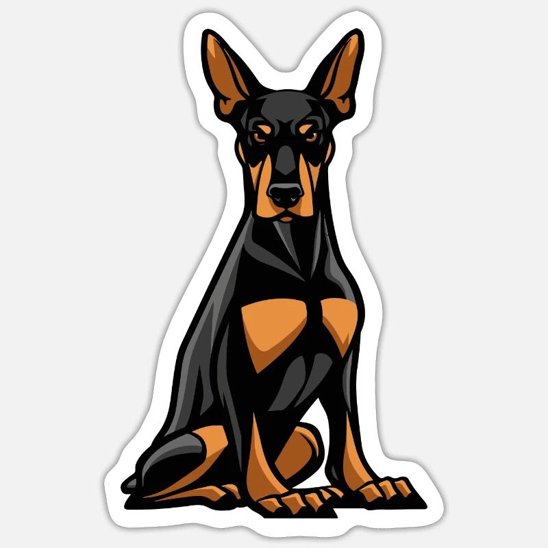 Doberman Dog Comic - Sticker size S (10 x 10 cm) - white matte