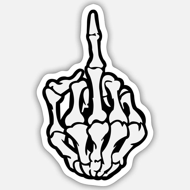 Skull Middle Finger - Sticker size S (10 x 10 cm) - white matte