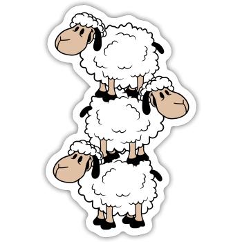 3 Schafe Turm Zirkus Akrobatik Drei Artisten Spaß - Sticker Größe S (10 x 10 cm) - Mattweiß - Vorne
