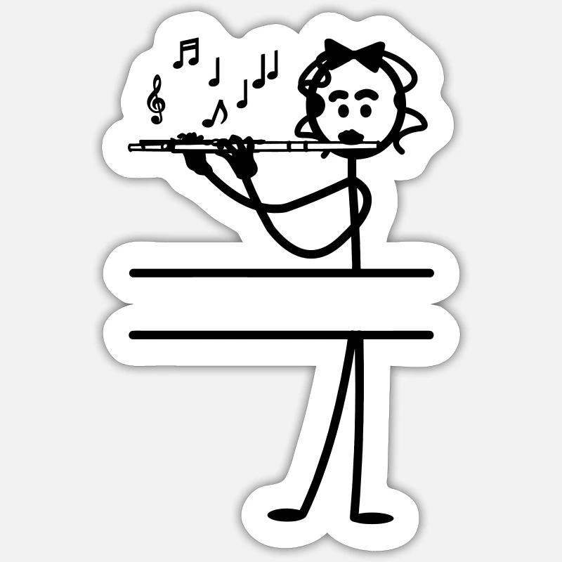 Transverse flute player banner - Sticker size S (10 x 10 cm) - white matte