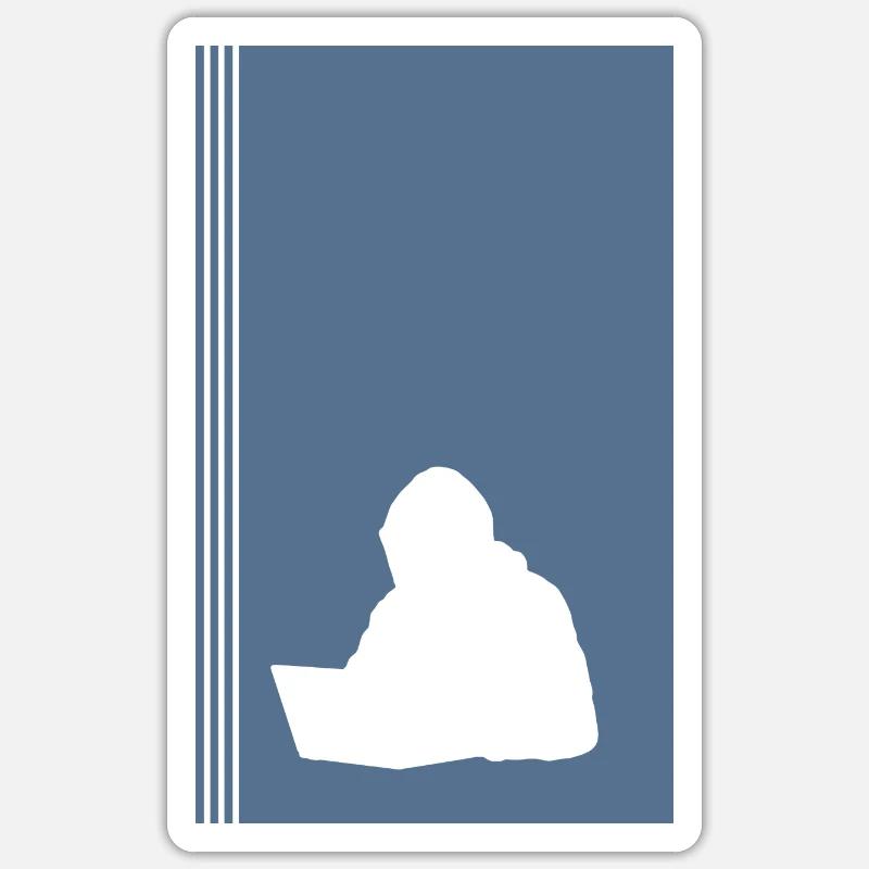 Hacker informaticien - Sticker taille S (10 x 10 cm) - blanc mat