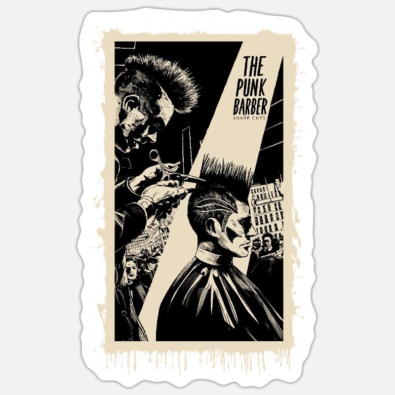 Punk barber sharp cuts - Sticker size S (10 x 10 cm) - white matte