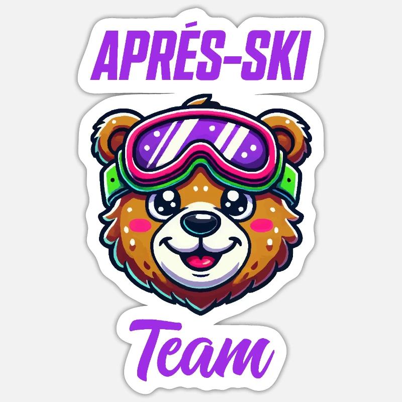 bär comic skibrille - Sticker Größe S (10 x 10 cm) - Mattweiß