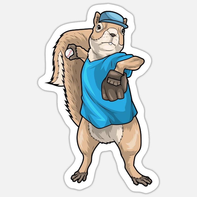 Gant de baseball Squirrel - Sticker taille S (10 x 10 cm) - blanc mat
