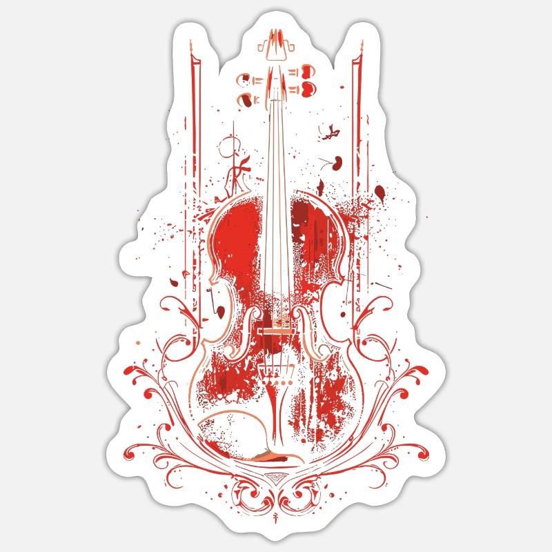 Violon - Sticker taille S (10 x 10 cm) - blanc mat