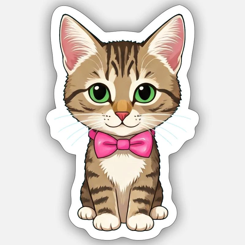 Chat mignon - Sticker taille S (10 x 10 cm) - blanc mat