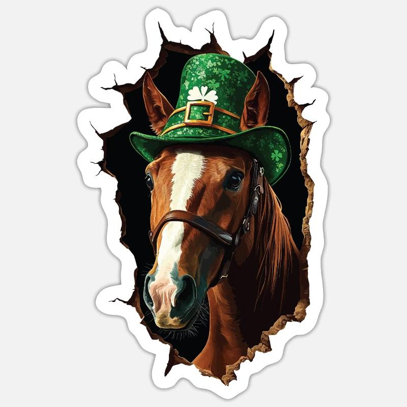 St. Patrick Pferd Sticker Größe S (10 x 10 cm)