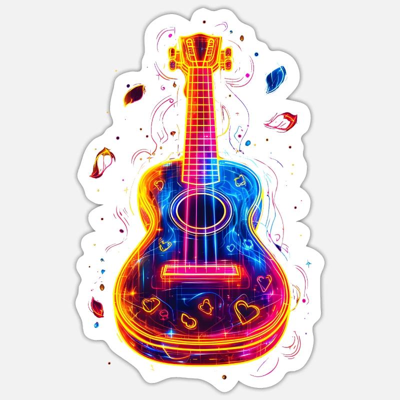 90s Ukulele - Sticker size S (10 x 10 cm) - white matte