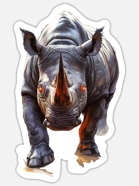 Nashorn - Sticker Größe S (10 x 10 cm) - Mattweiß