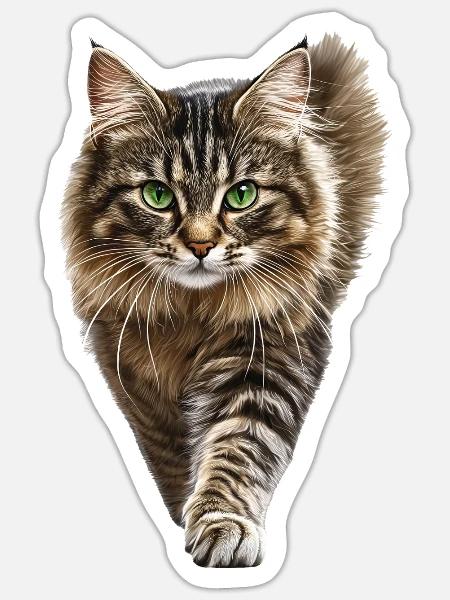 Amerikanischer Bobtail - Sticker Größe S (10 x 10 cm) - Mattweiß