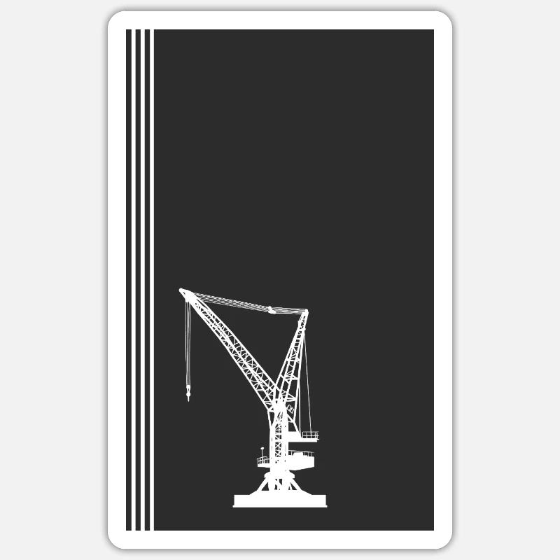 Construction site crane driving - Sticker size S (10 x 10 cm) - white matte