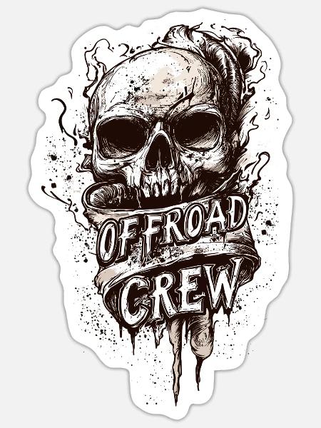Offroad 4x4 Crew Team Off Road Skull - Sticker Größe S (10 x 10 cm) - Mattweiß