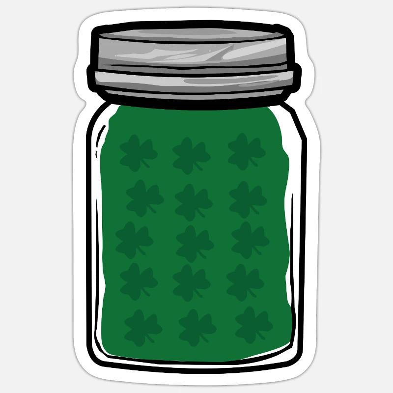Pot de chance au trèfle - Sticker taille S (10 x 10 cm) - blanc mat