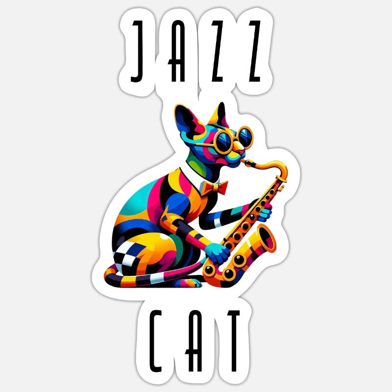 Jazz Sfinks Cat - Sticker taille S (10 x 10 cm) - blanc mat
