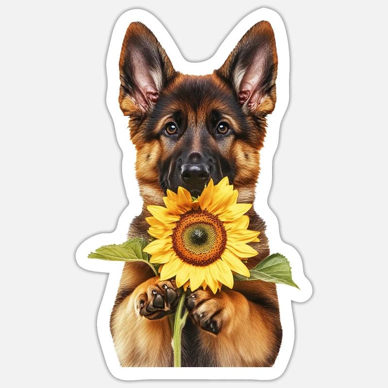 Deutscher Schäferhund - Sticker Größe S (10 x 10 cm) - Mattweiß