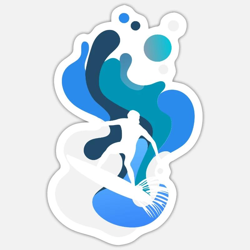 Surfer Surfboard Surf Camp - Sticker size S (10 x 10 cm) - white matte