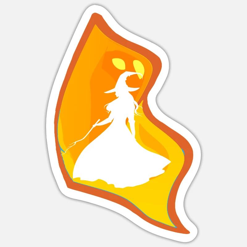 Witch Magic Broom Sticker size S (10 x 10 cm)