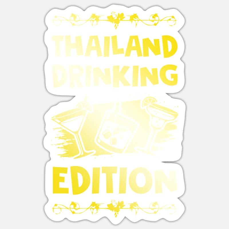 Thaïlande Drinking Dicton - Sticker taille S (10 x 10 cm) - blanc mat