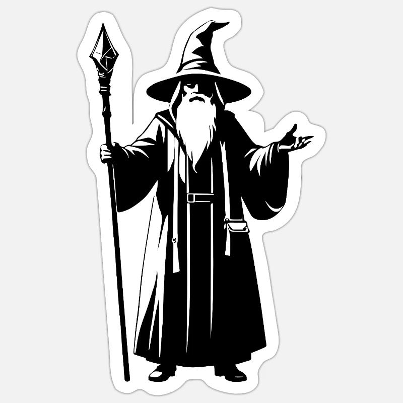 Wizard - Simple Fantasy Logo - Sticker size S (10 x 10 cm) - white matte