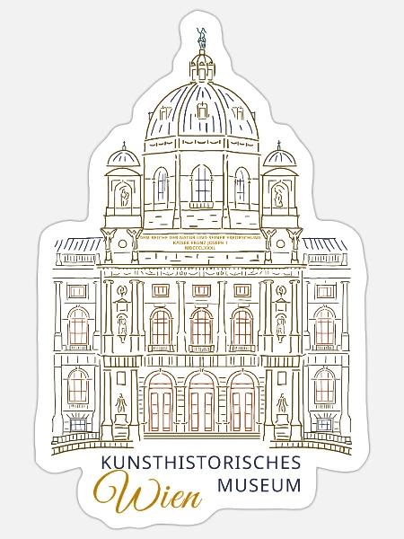 Wien, Kunstmuseum KHM, Handzeichnung Österreich - Sticker Größe S (10 x 10 cm) - Mattweiß