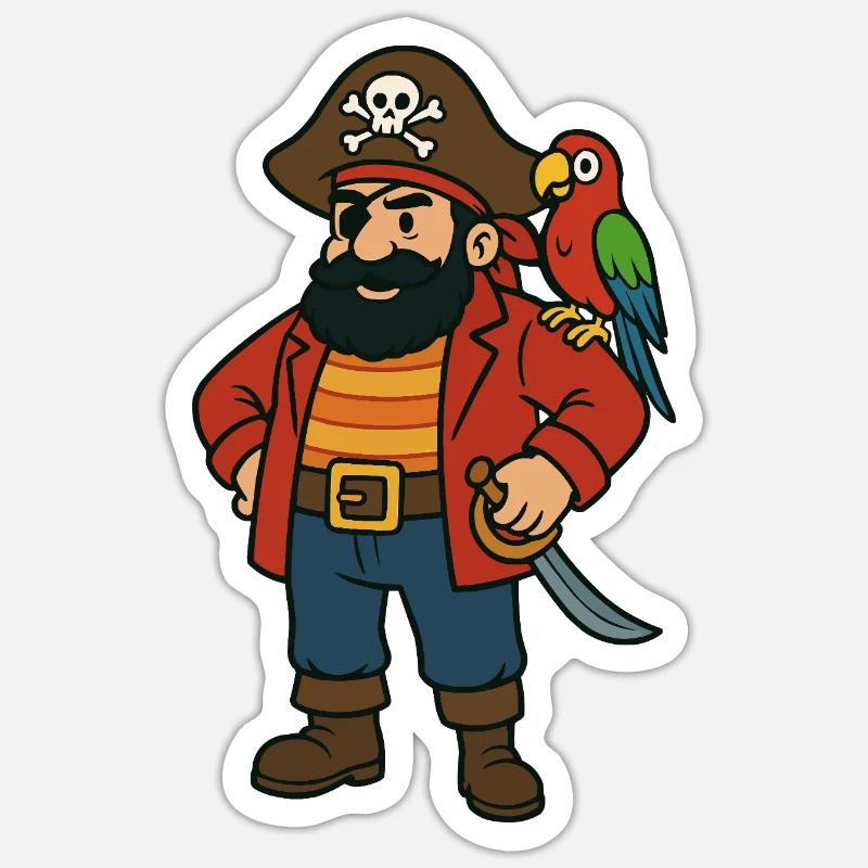pirat comic - Sticker Größe S (10 x 10 cm) - Mattweiß