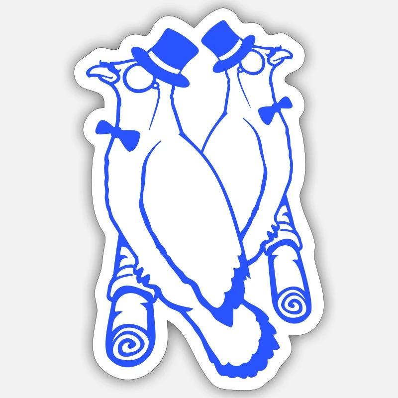 Sir Vögel Team Hut Monokel Brille 2 reiche Freunde Sticker Größe S (10 x 10 cm)