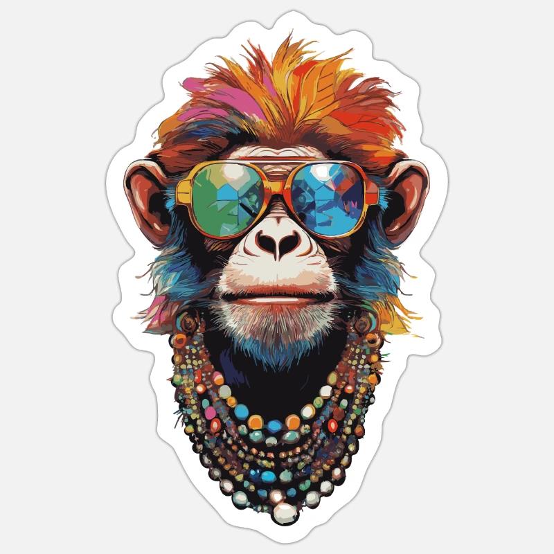 Bunter Affe Sticker Größe S (10 x 10 cm)