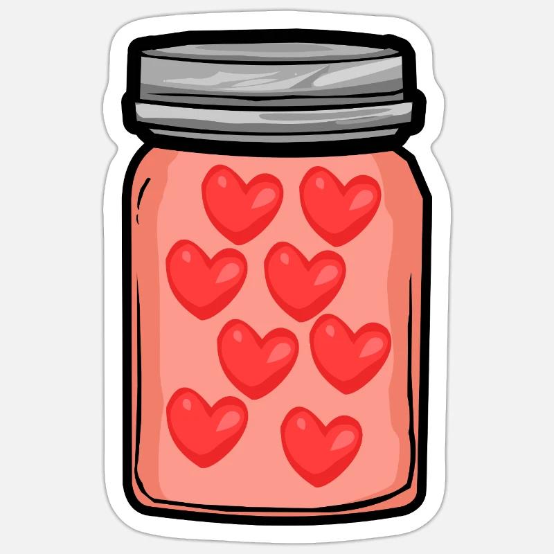 Pot de cœurs - Sticker taille S (10 x 10 cm) - blanc mat