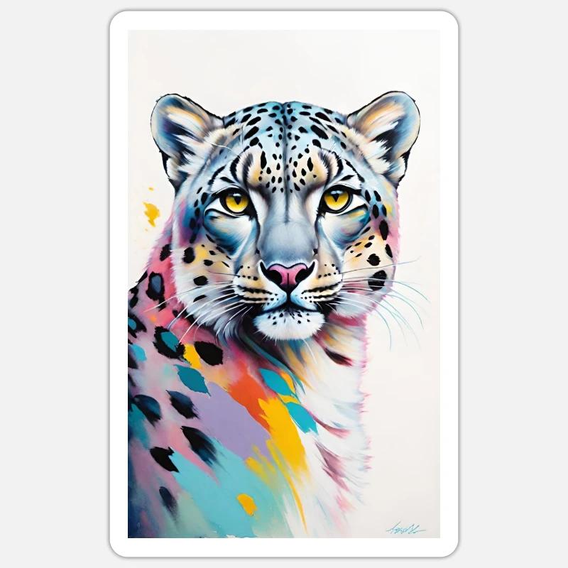 Schneeleopard | Leopard | Raubtier Sticker Größe S (10 x 10 cm)