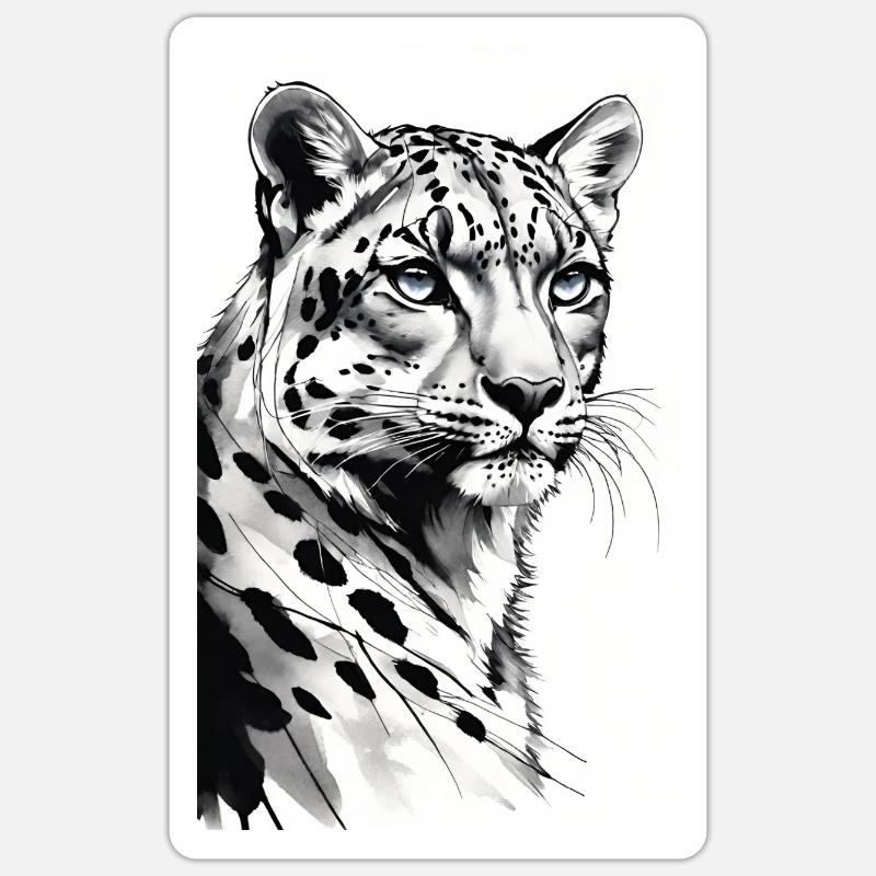 Schneeleopard | Leopard | Raubtier Sticker Größe S (10 x 10 cm)