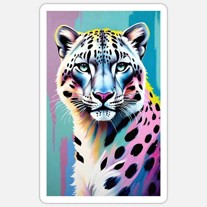 Schneeleopard | Leopard | Raubtier Sticker Größe S (10 x 10 cm)