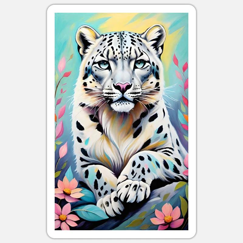 Schneeleopard | Leopard | Raubtier Sticker Größe S (10 x 10 cm)