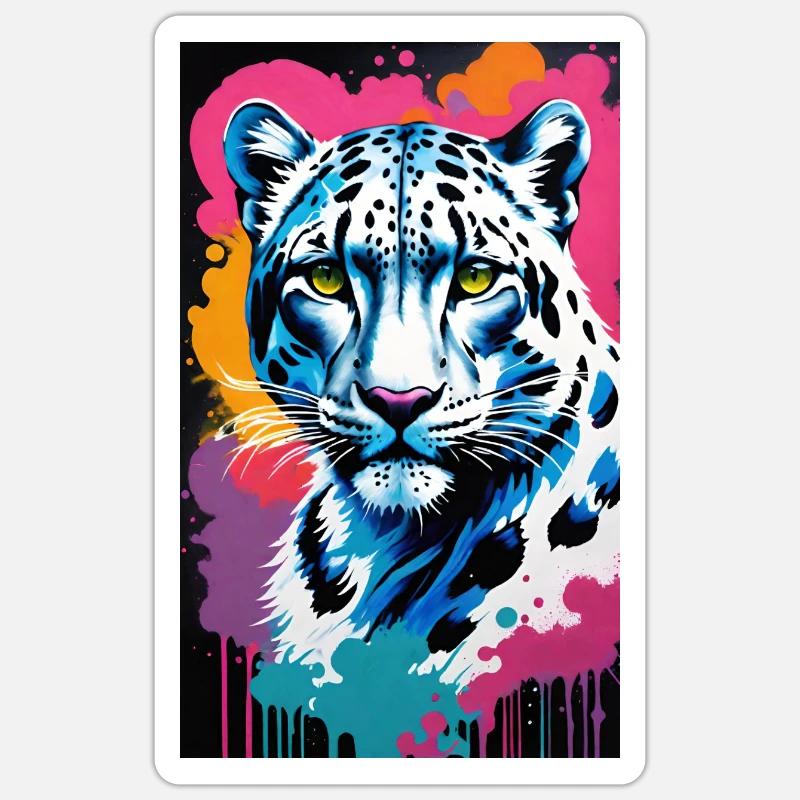 Schneeleopard | Leopard | Raubtier Sticker Größe S (10 x 10 cm)