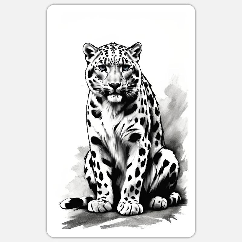 Schneeleopard | Leopard | Raubtier Sticker Größe S (10 x 10 cm)