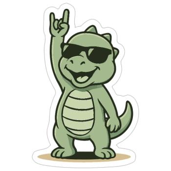 Dino Rockt! - Sticker Größe S (10 x 10 cm) - Mattweiß - Vorne