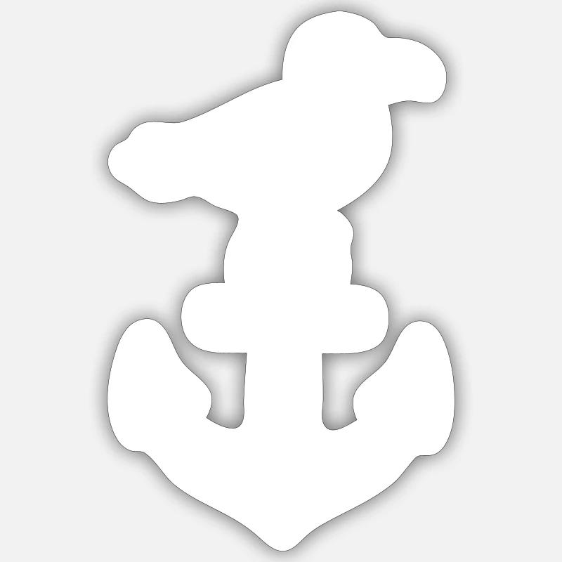 Anker Möwe Hafen - Sticker taille S (10 x 10 cm) - blanc mat