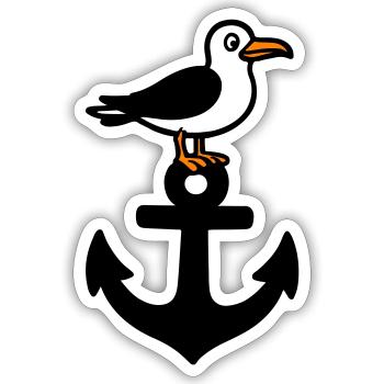 Anker Möwe Hafen - Sticker size S (10 x 10 cm) - white matte - Front