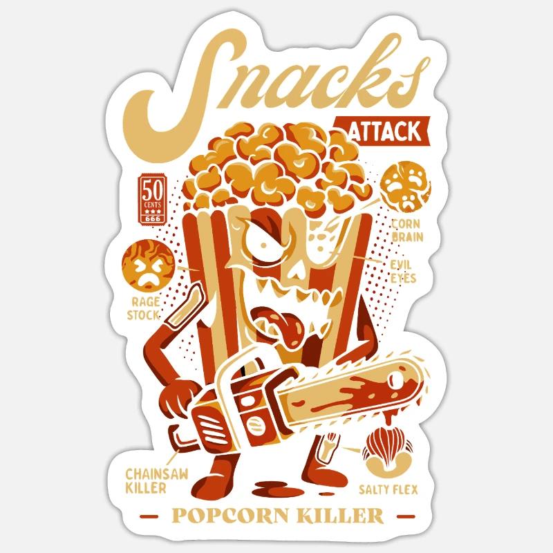 Slasher Snacks Attacks Popcorn Killer Sticker size S (10 x 10 cm)