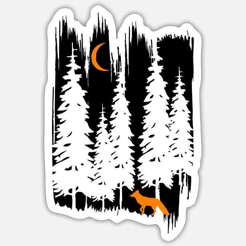 Fuchs im Wald bei Nacht - Sticker Größe S (10 x 10 cm) - Mattweiß