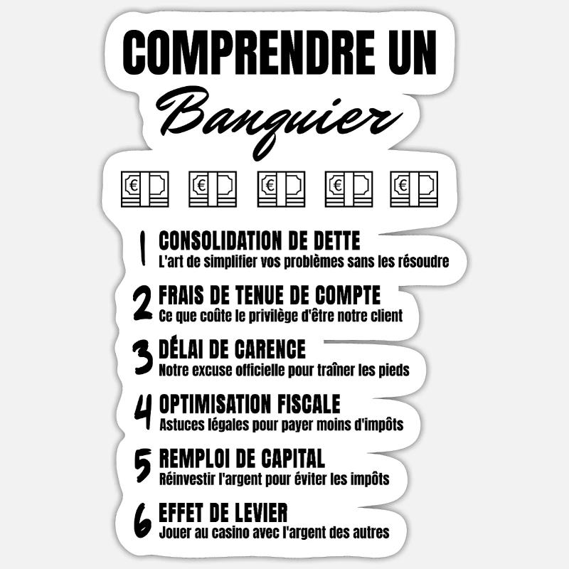 Metier jargon Banquier - Sticker taille S (10 x 10 cm) - blanc mat